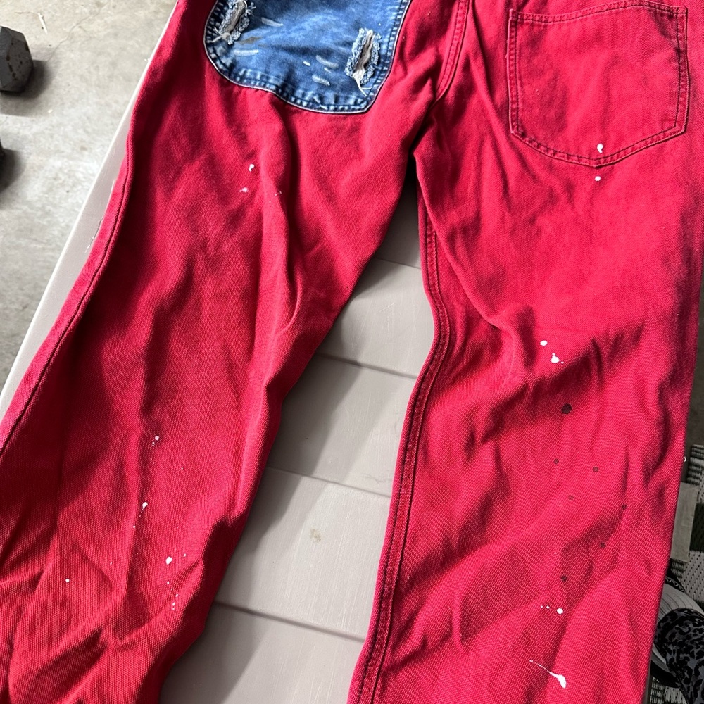 Grindhouse Denim – Custom Patchwork Red Pants (Si… - image 4